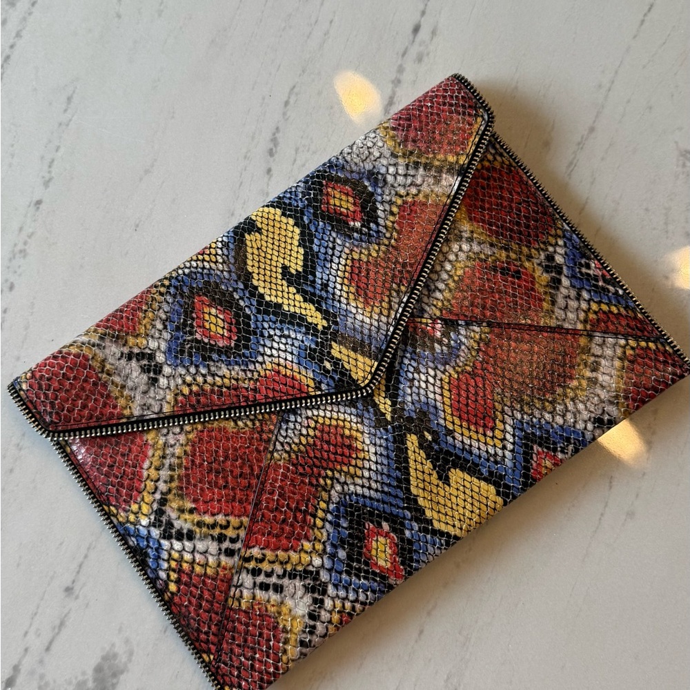 Rebecca Minkoff Multicolor Snake Print Clutch